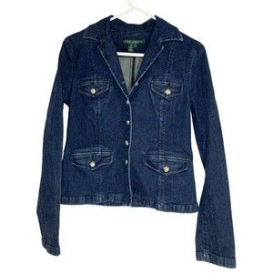 Lauren Jeans CO. Women Size M Blue Rinse Denim Jacket Longsleves Cotton